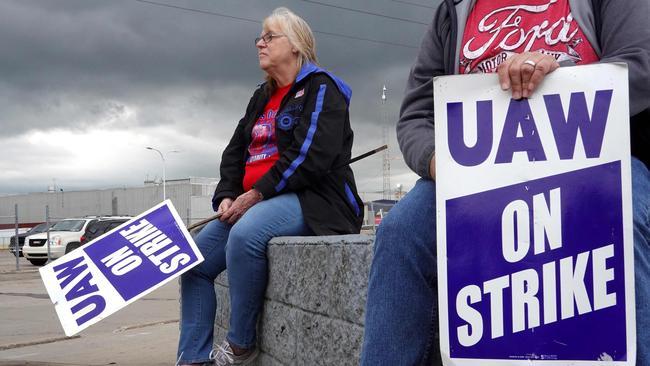 The strike by the UAW is the first simultaneous action against all of the traditional Detroit Three manufacturers – Ford, General Motors and Stellantis, the owner of Chrysler. Picture: Getty Images