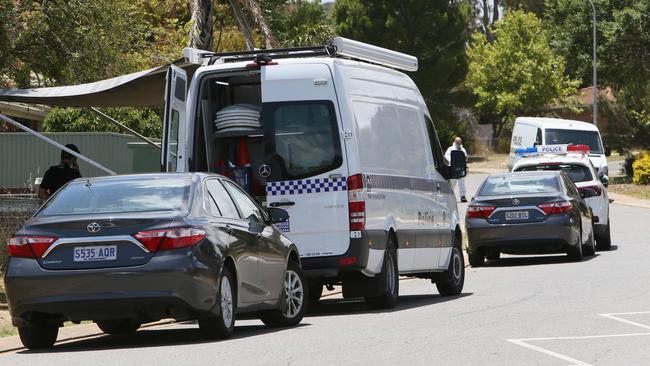 The scene at Morphett Vale where Steven Hinrichsen was found dead. Picture: Emma Brasier/AAP