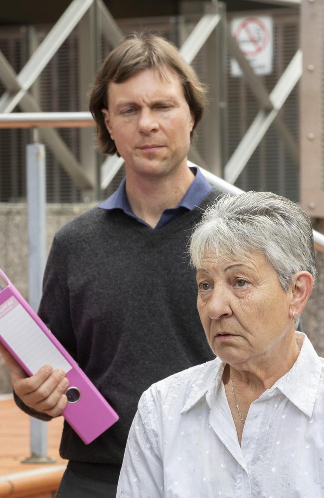 Rosemary Harwood and human rights lawyer Ben Bartl, who call for an inquest into the death of Marjorie Harwood, a trans woman who died after allegedly being gang-raped when she was detained at the Risdon Prison's mens jail. Picture: Chris Kidd