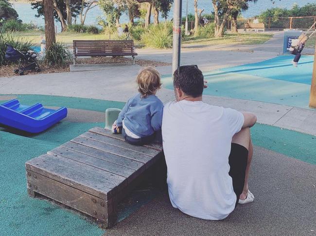 Sam Burgess pictured with his son. Picture: Instagram