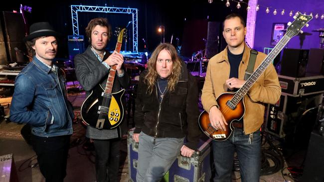 The ARC crew in 2019, ahead of the first Abbey Road tour. L-R: Darren Middleton (Powderfinger), Davey Lane (You Am I), Mark “Kram” Maher (Spiderbait) and Mark Wilson (Jet). Picture: David Geraghty