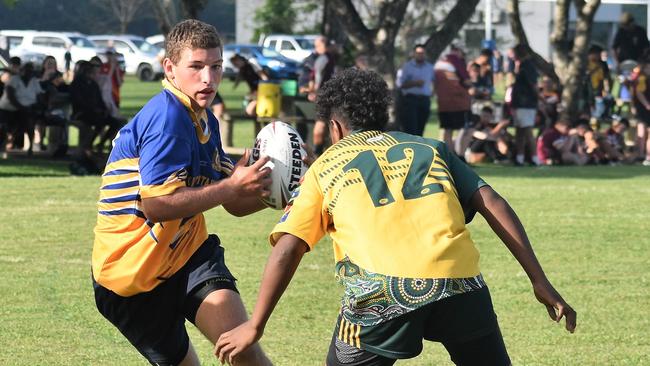 Shaun Devietti, Gilroy. Photographs from the Will Murdoch Perpetual Shield. The annual U14 rugby league competition, in its second year, involved Gilroy Santa Maria College, Ingham State High School and St Teresa's Catholic College Abergowrie. Picture: Cameron Bates