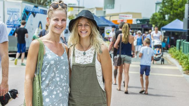 Dimity Neumann from Bracken Ridge and Aleesha Darr from Bundaberg at the Redcliffe Jetty Markets in January 2019. PICTURE: AAP /Richard Walker