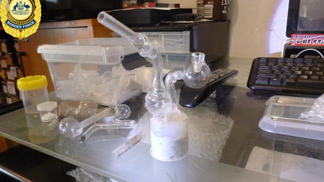 Australian Border Force found a number of items, including ice pipes, when they searched Frankie Piccolo’s home in 2020. Picture: ABF