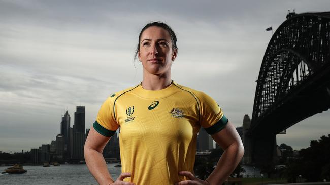 Mollie Gray of Australia poses during the women’s Rugby World Cup squad announcement.