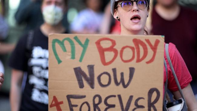 Abortion-rights activists gathered to mark the first anniversary of the Supreme Court overturning Roe v Wade. Picture: Scott Olson/Getty Images North America/Getty Images via AFP