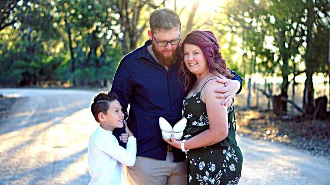 THROUGH IT ALL TOGETHER: Morgan Fribence with her partner Ryan Hicks and their 9-year-old son Zavier. Picture: Jodie Williams Photography.