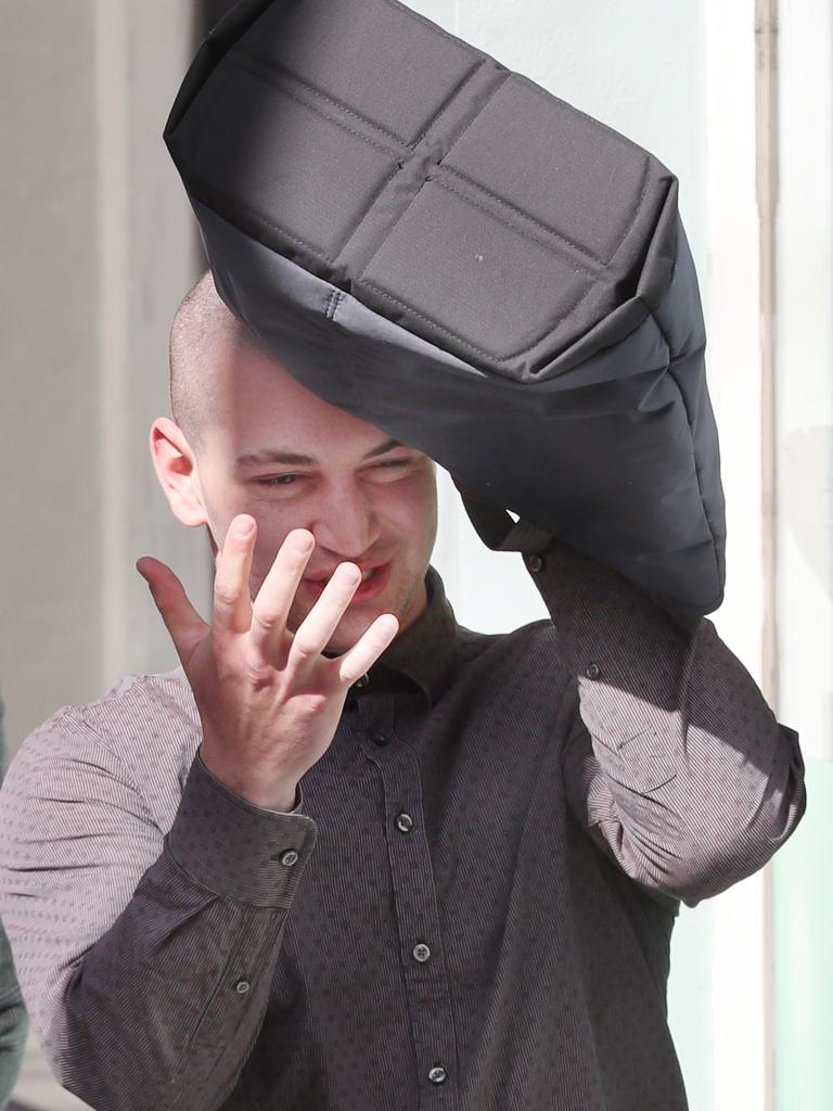 Jack Gibson-Burrell, is pictured leaving the Melbourne Magistrate Court.. Picture: David Crosling