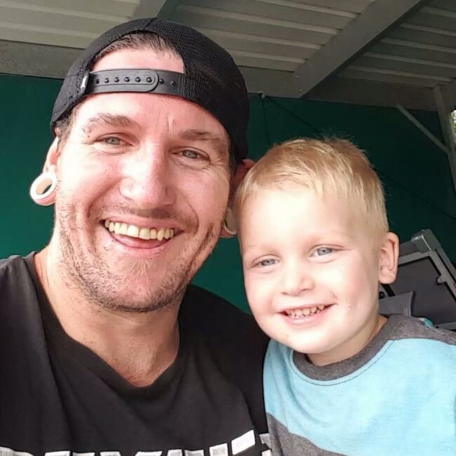 Richard Symes, who died on Wednesday February 23 about 1.45pm when he was crushed by a car at his home at Strathpine, with his son Axton. Photo: contributed.