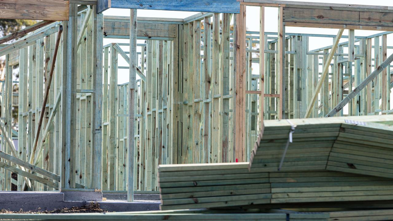 A house under construction in Tuana Park Estate, a new 30-home subdivision in Pittsworth, Friday, November 1, 2024. Picture: Kevin Farmer