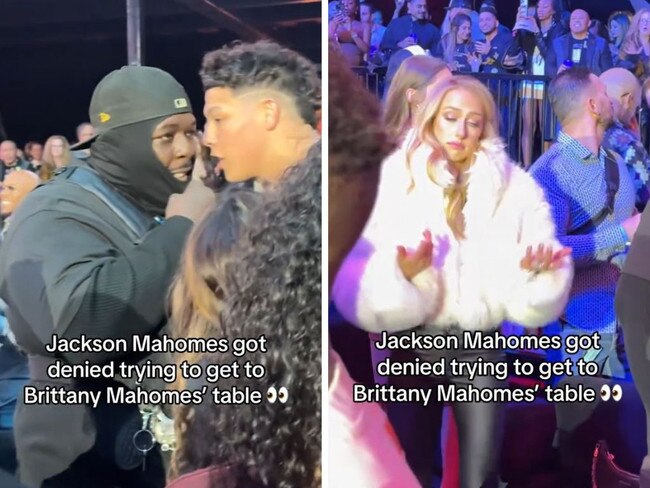 Brittany Mahomes appeared to shrug off her brother-in-law being denied entry to her booth at a Vegas club. Picture: TikTok