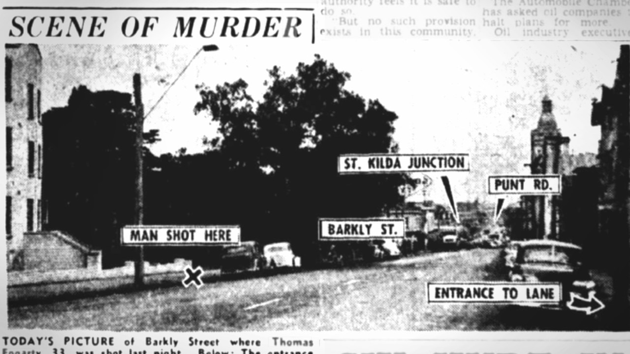 A newspaper image of the scene of Fogarty’s death in Barkly St. Picture: Trove