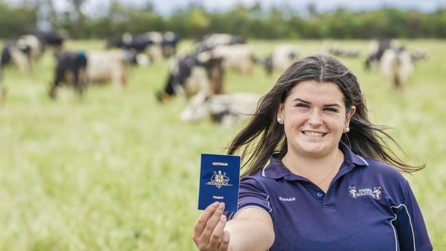 Southwest Victoria dairy worker Renee Mugavin won a grand prize of a trip to the Netherlands at the Young Farmers Ball. Picture: Zoe Phillips