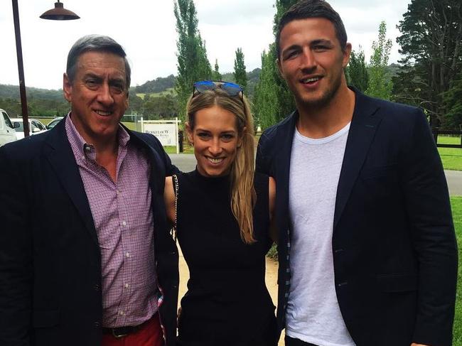 Phoebe with her father Mitch Hooke and estranged husband Sam Burgess.