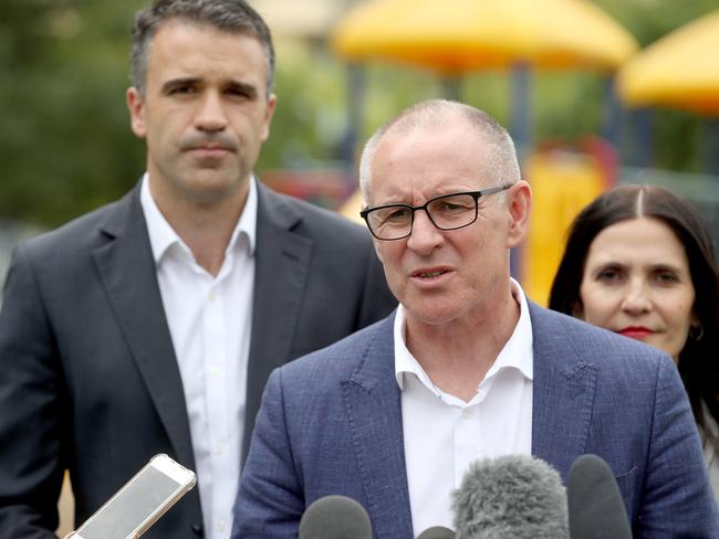 Peter Malinauskas, then Health Minister, with South Australian Premier Jay Weatherill in 2018. Picture: AAP