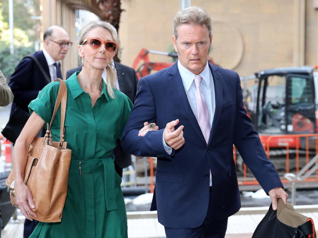 Craig McLachlan with his partner Vanessa Scammell, who is expected to testify on his behalf. Picture: NCA NewsWire / Damian Shaw