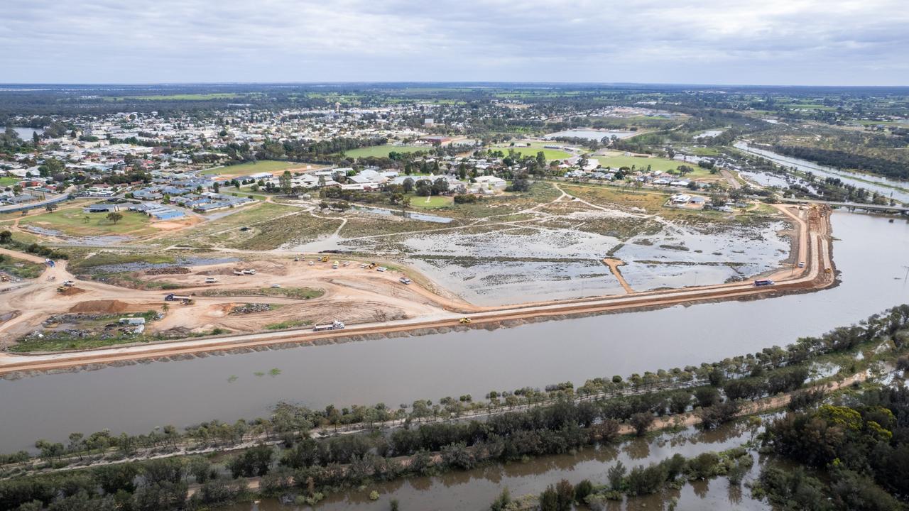 The Renmark levee bank being reinforced this month. Picture: Riverland Commercial Photography