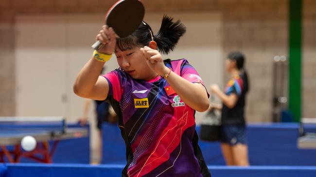 Liu Xinran from China warming up at the WTT Youth Contender Darwin 2023, Marrara Indoor Stadium, Darwin. Picture: Pema Tamang Pakhrin