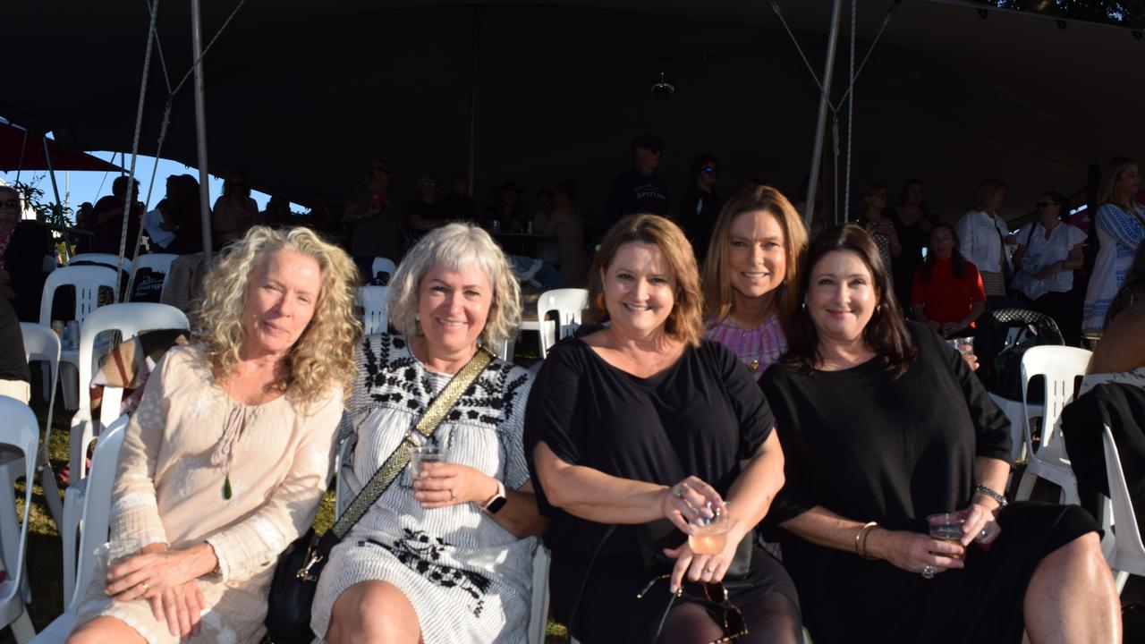 Rose Wrinder, Jackie Asman, Genice Davies, Donna Frey and Sarah Henry enjoying the Noosa Dolphin's Ladies Day. Picture: Aisling Brennan