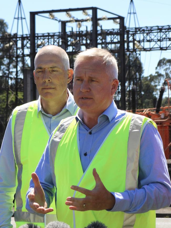 Minister for Energy and Renewables Nick Duigan, Premier Jeremy Rockliff and Liberty Bell Bay general manager Paul Venter at the Liberty Bell Bay plant. Picture: Stephanie Dalton