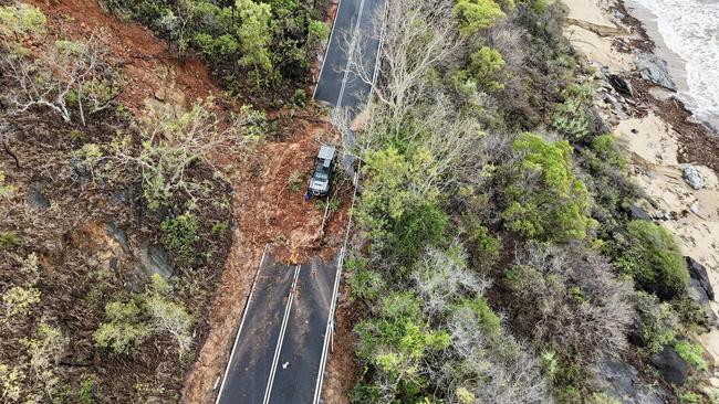 The Captain Cook Highway between Cairns and Port Douglas was severely damaged in several places by floods in mid-December. Picture: Supplied