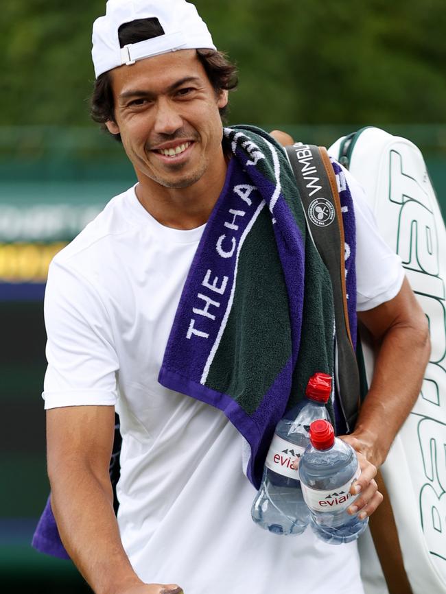 All smiles, Kubler was off court and gone in a flash. Picture: Ryan Pierse/Getty Images