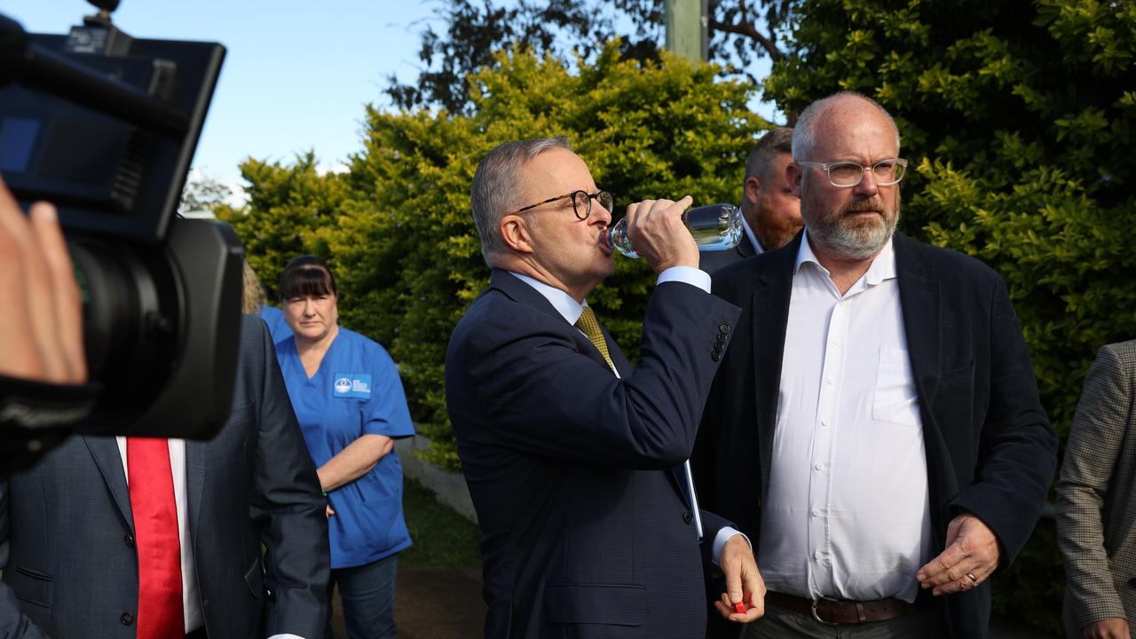 Anthony Albanese, left, with Labor’s candidate for Hunter Dan Repacholi. Picture: Toby Zerna