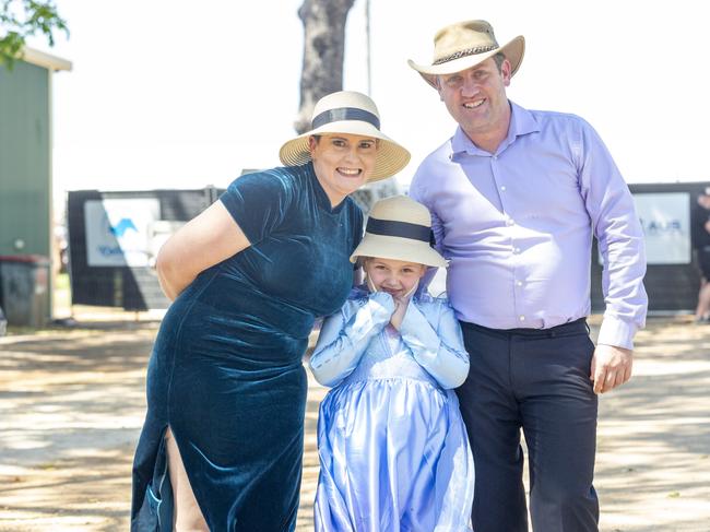 Abigail Cannon, Shaun Cannon and Jen Bleasdale at the Katherine Races 2022. Picture: Floss Adams.