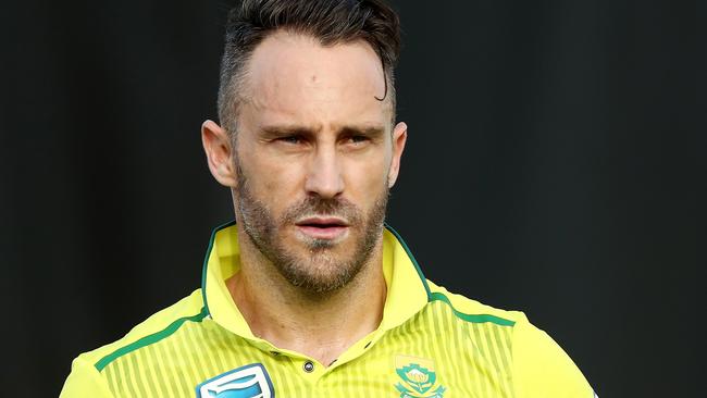 BRISBANE, AUSTRALIA - NOVEMBER 14:  Faf du Plessis of South Africa watches the International Tour match between the CXI and South Africa at Allan Border Field on November 14, 2018 in Brisbane, Australia.  (Photo by Chris Hyde/Getty Images)