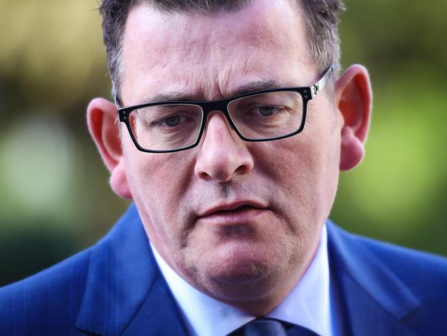 Victorian State Parliament. Ministers arriving at the back door. Premier Dan Andrews speaking with the media at Parliament House. Picture : Ian Currie