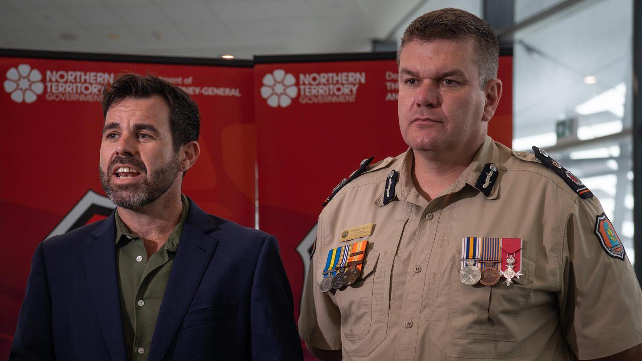 Attorney-General and Justice Minister Chansey Paech and NT Correctional Services Commssioner Matthew Varley at the National Corrections Day 2024, Darwin. Picture: Pema Tamang Pakhrin