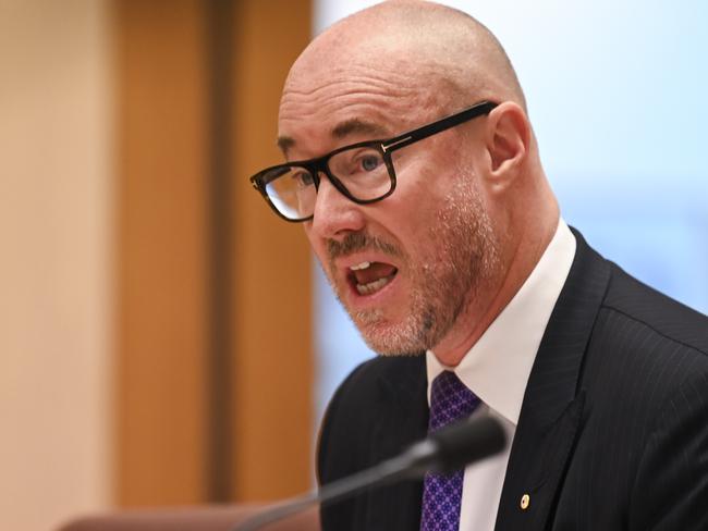 CANBERRA, AUSTRALIA, NewsWire Photos. OCTOBER 12, 2023: Former PwC boss Luke Sayers fronts a Senate inquiry into consultancy services at Parliament House in Canberra. Picture: NCA NewsWire / Martin Ollman