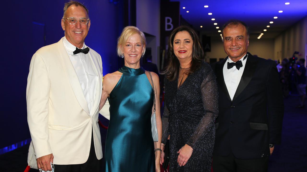 Queensland Premiers Welcome Home Olympic dinner at the RNA – Former Olympian Mark Stockwell, wife Tracy Stockwell pictured with Queensland Premier Annastacia Palaszczuk and her partner Dr Reza Adib. Bowen Hills 4th September 2021 Picture David Clark