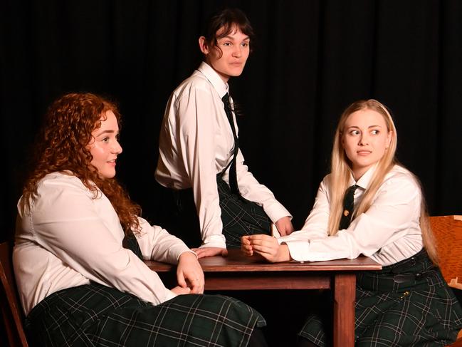 Lily Bartlett, Ally Armitage-Cosgrove and Alyssandra Higgins perform in TheatreiNQ's upcoming production PUNKROCK. Picture: Evan Morgan