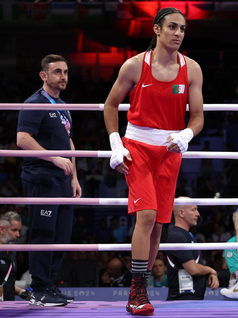 Imane Khelif of Team Algeria leaves the ring. Picture: Getty