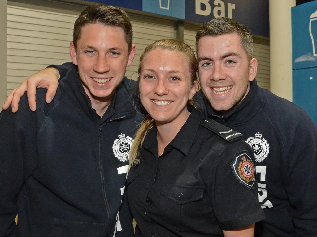 Tory Anton, Kylie Bennett, Joel Murphy at Vinnies CEO Sleep Out at CBUS Stadium, Robina. Picture: Regina King