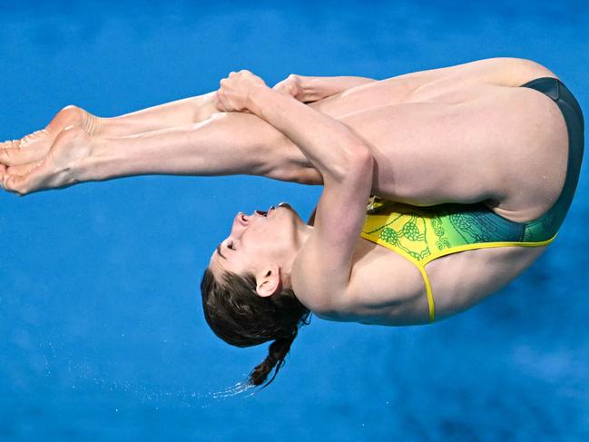 Australia's Maddison Keeney competes in the women's 3m springboard diving semi-final during the Paris 2024 Olympic Games at the Aquatics Centre in Saint-Denis, north of Paris, on August 8, 2024. (Photo by Manan VATSYAYANA / AFP)