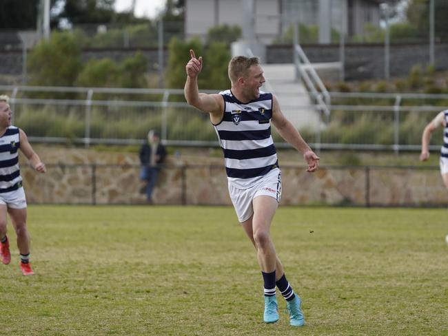 Get in: Shaun Foster celebrates a goal on Saturday. Picture: Valeriu Campan