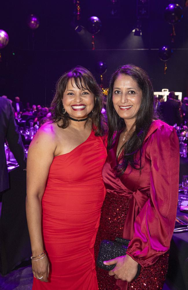 Phoebe Fernando (left) and Babitha Basappa at St Andrew's Toowoomba Hospital Ball at The Empire on Friday, November 1, 2024. Picture: Kevin Farmer