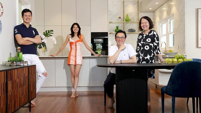 The Seit family, from left, Lachlan, Maddy, Sam and Elaine, at home in Killara. Picture: Jane Dempster