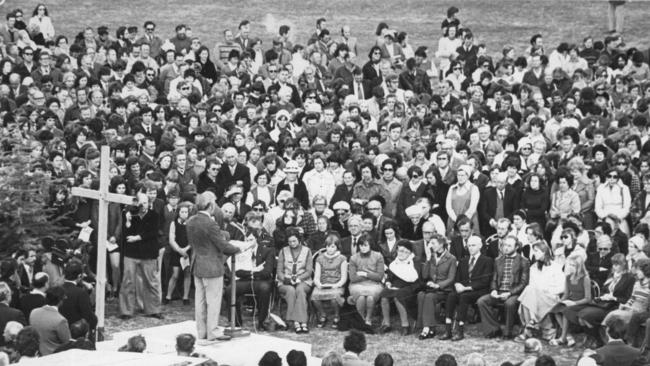 A memorial service in the town for Mr Mackay. His family were seated in the front row.