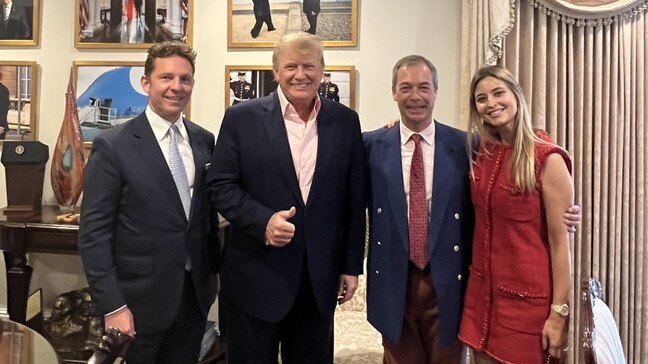 Holly Candy with her husband (left), Donald Trump and Nigel Farage last year.