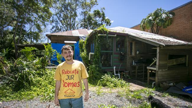 Harper Dalton at his flood damaged home in South Lismore. Picture: NCA NewsWire/ Brendan Beirne