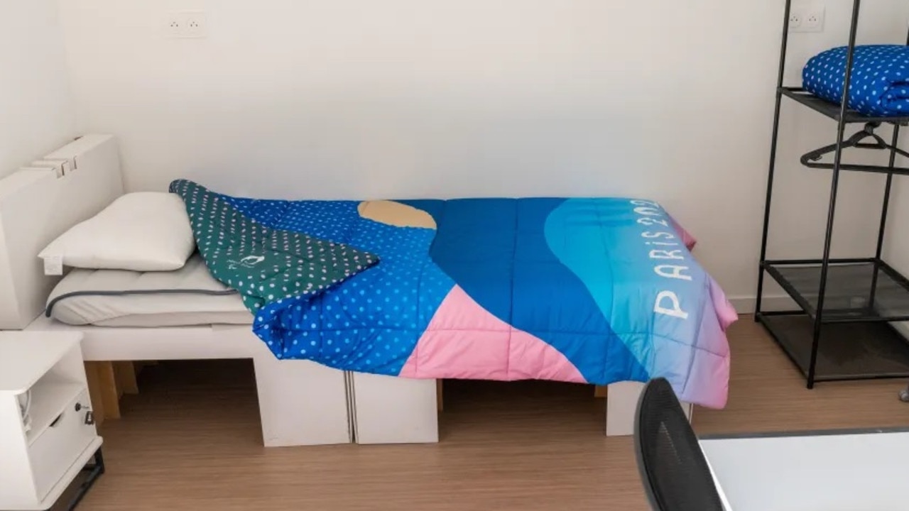 A cardboard bed inside the Olympic Village. Credit: Getty