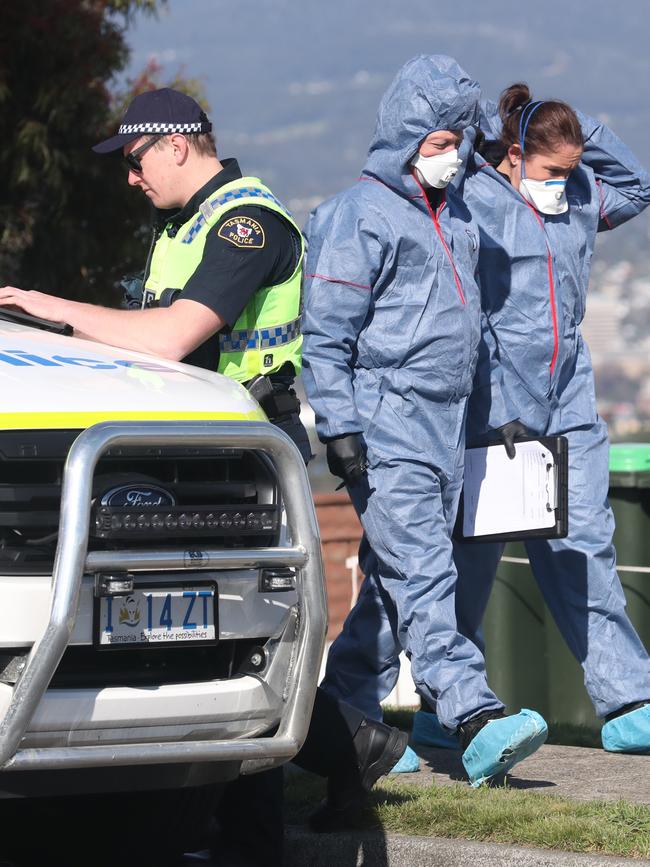 Tasmania Police investigating a body found in Carbeen Street Mornington.  Picture: NIKKI DAVIS-JONES