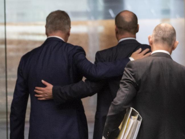 CANBERRA, AUSTRALIA - NewsWire Photos JUNE 21, 2021: Deputy Prime Minister of Australia, Michael McCormack and Treasurer Josh Frydenberg leave Question Time at Parliament House in Canberra. Picture: NCA NewsWire / Martin Ollman