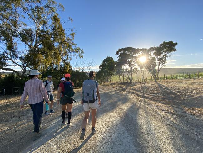 Hikers walk along the soon to be officially opened Clare Valley Wine and Wilderness Trail. Picture: Supplied