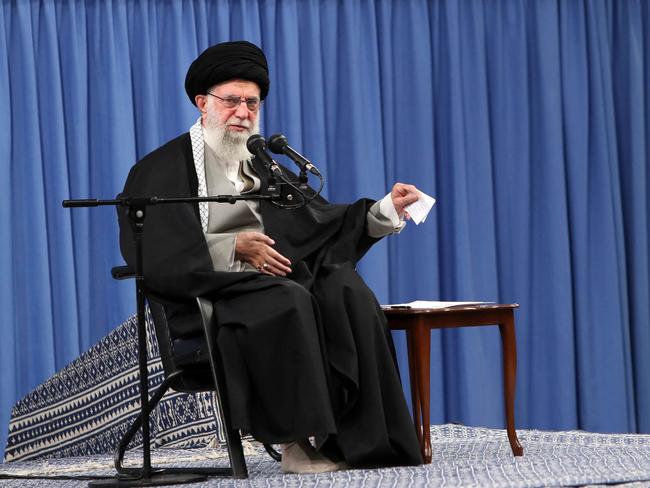 Iran's Supreme Leader Ayatollah Ali Khamenei gives a televised speech. Picture: AFP