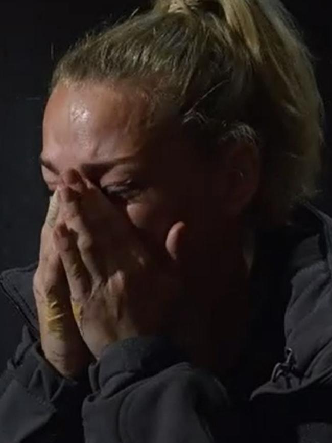 She became overwhelmed with emotion at their video message.