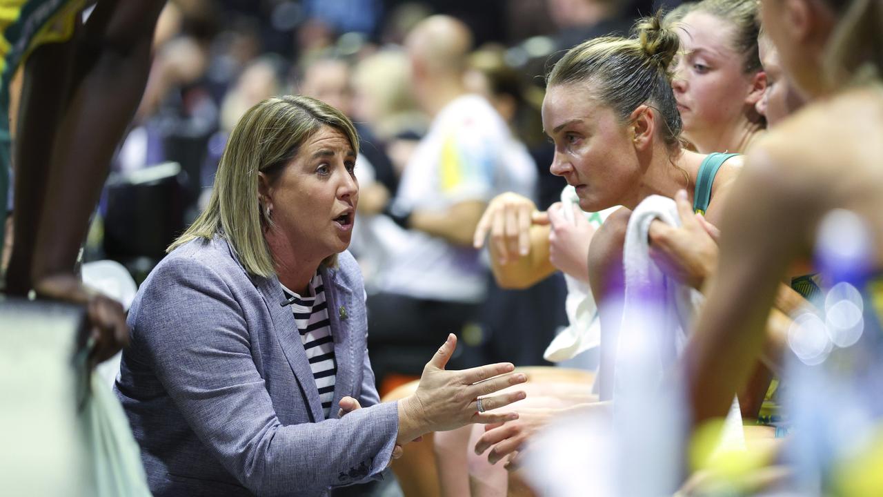 Coach Stacey Marinkovich gives instructions to her players. Picture: Getty Images